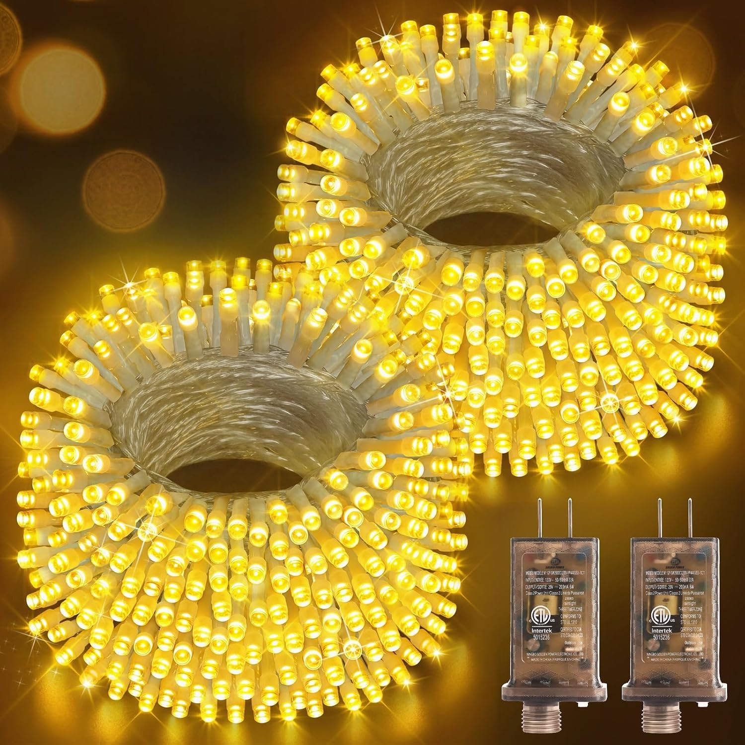 Outdoor Lighting Waterproof - Christmas String Lights Outdoor, 2 Pack