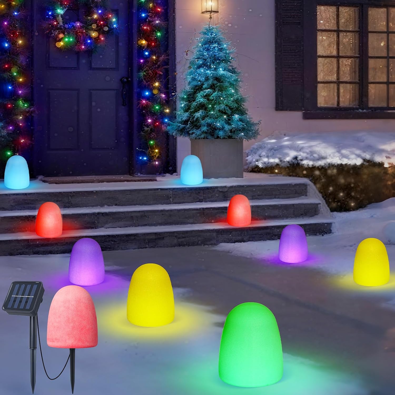 Outdoor Lighting Pathway - Colorful Solar Pathway Lights, 12-Pack 6-Inch