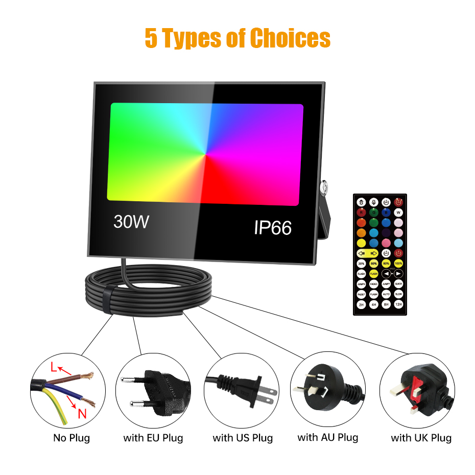AC85-265V RGB LED Floodlight 8 - Outdoor Lighting Uk review and price