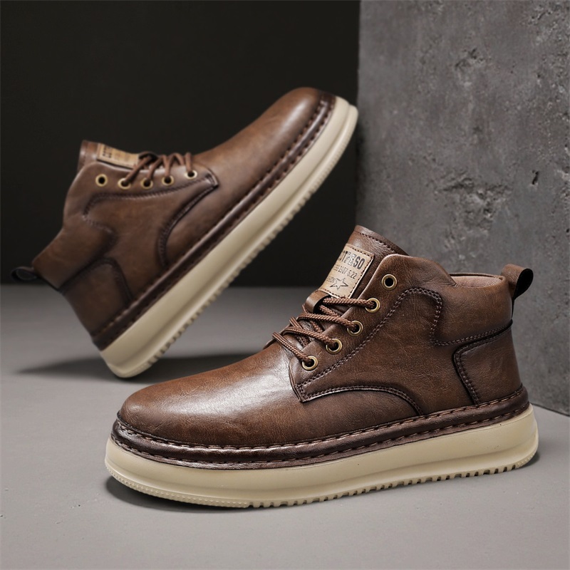 Men's Handmade Retro High-Top  - Outdoor Lighting Black review and price