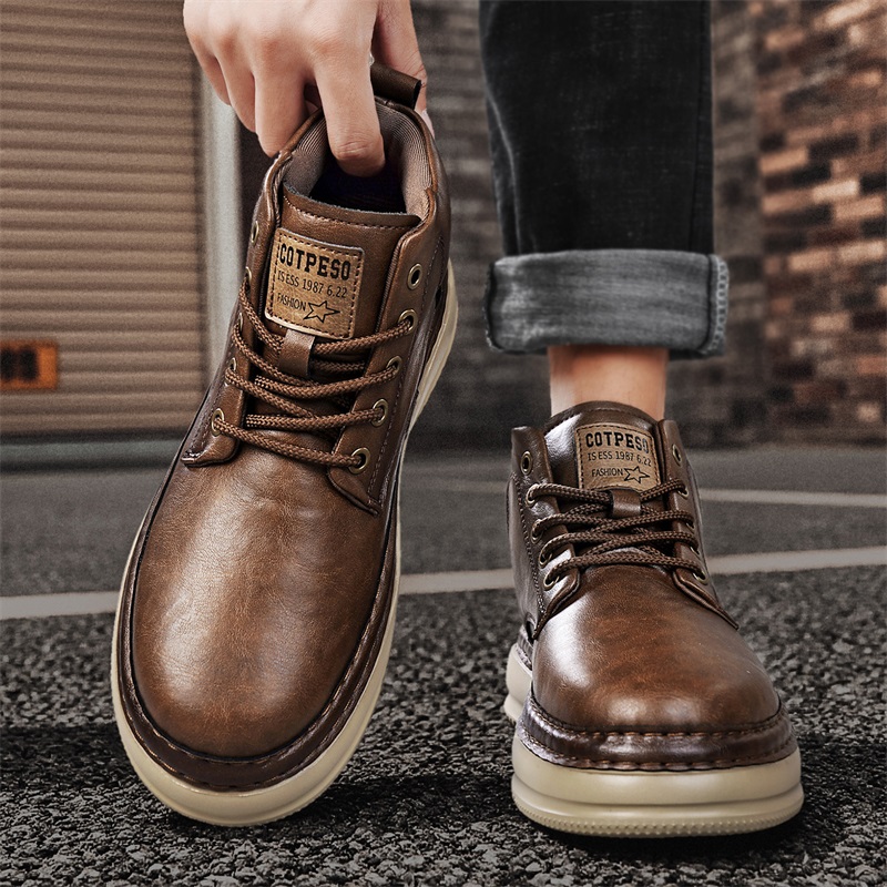 Men's Handmade Retro High-Top  - Outdoor Lighting Black review and price