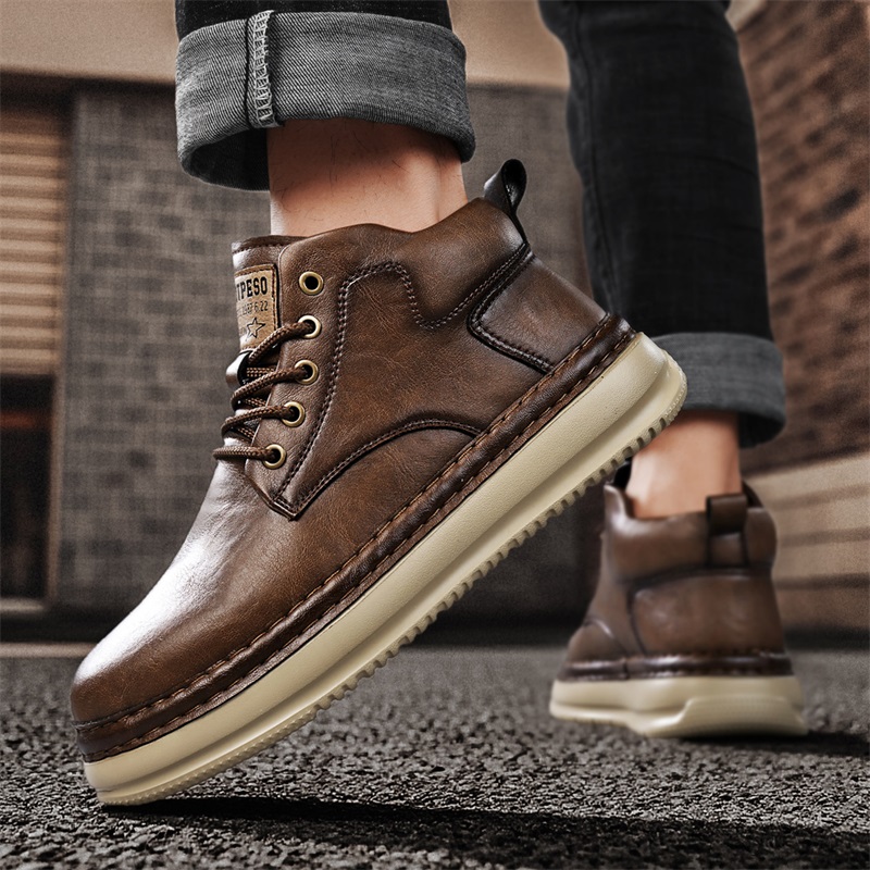 Men's Handmade Retro High-Top  - Outdoor Lighting Black review and price