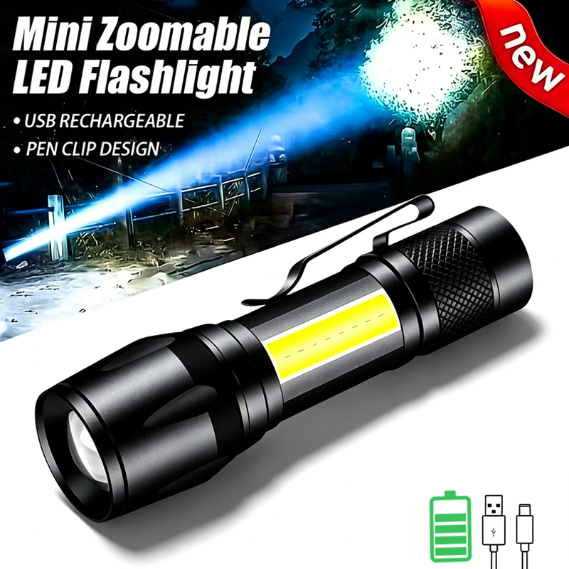Mini LED Flashlight COB+XPE Po - Outdoor Lighting Black review and price